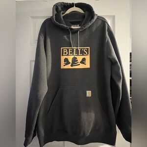Carhartt Men's Grey Hoodie with Bell's Logo - XL
